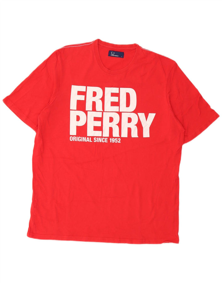 T-shirt grafica da uomo Fred Perry Top grande in cotone rosso