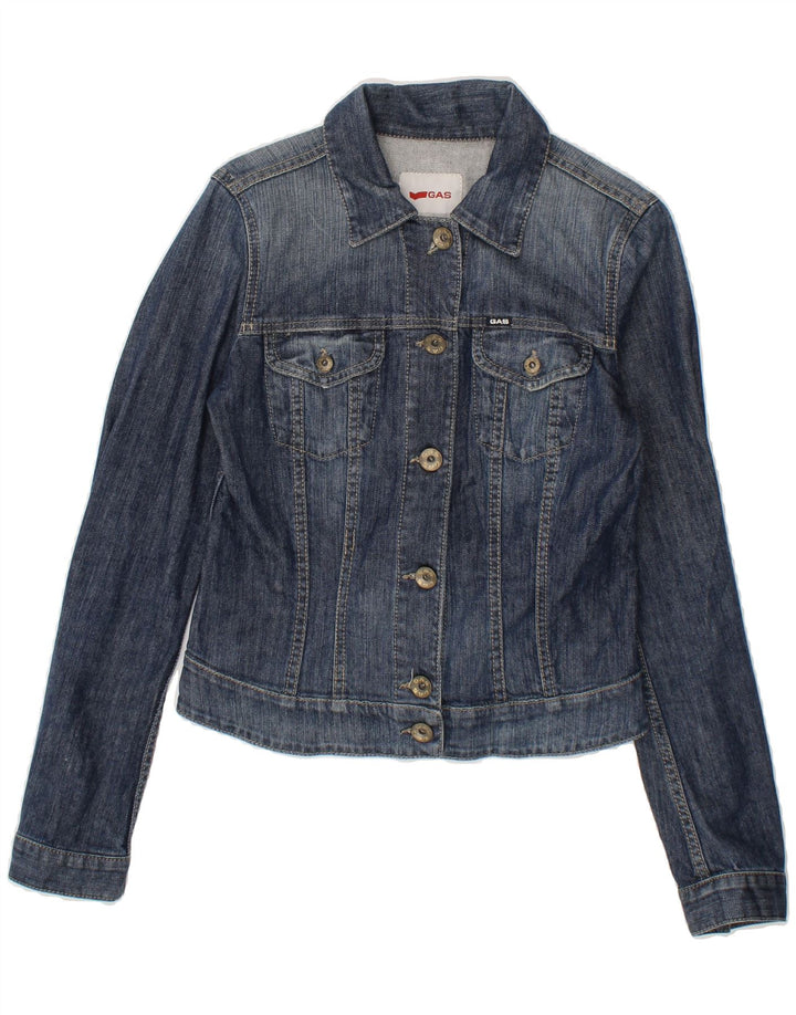 GAS Womens Denim Jacket UK 10 Small Navy Blue Cotton Vintage Gas and Second-Hand Gas from Messina Hembry 