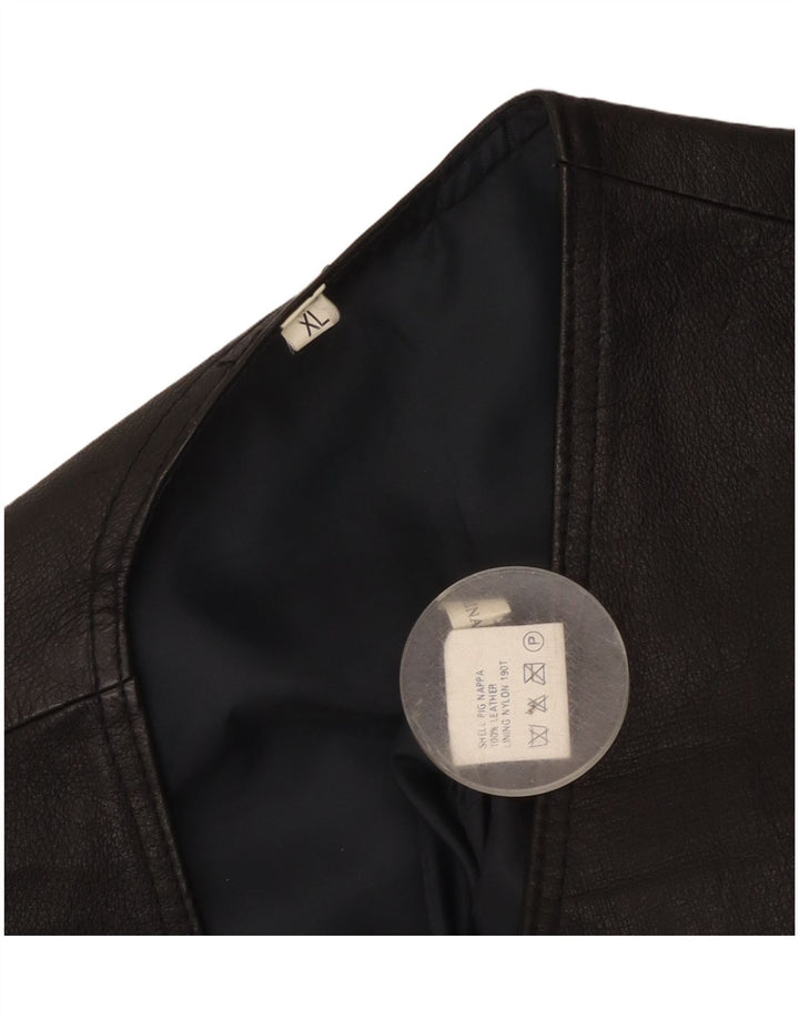 Gilet in pelle da uomo vintage XL in pelle nera