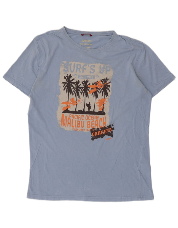 T-shirt grafica da uomo Carrera Top grande in cotone blu