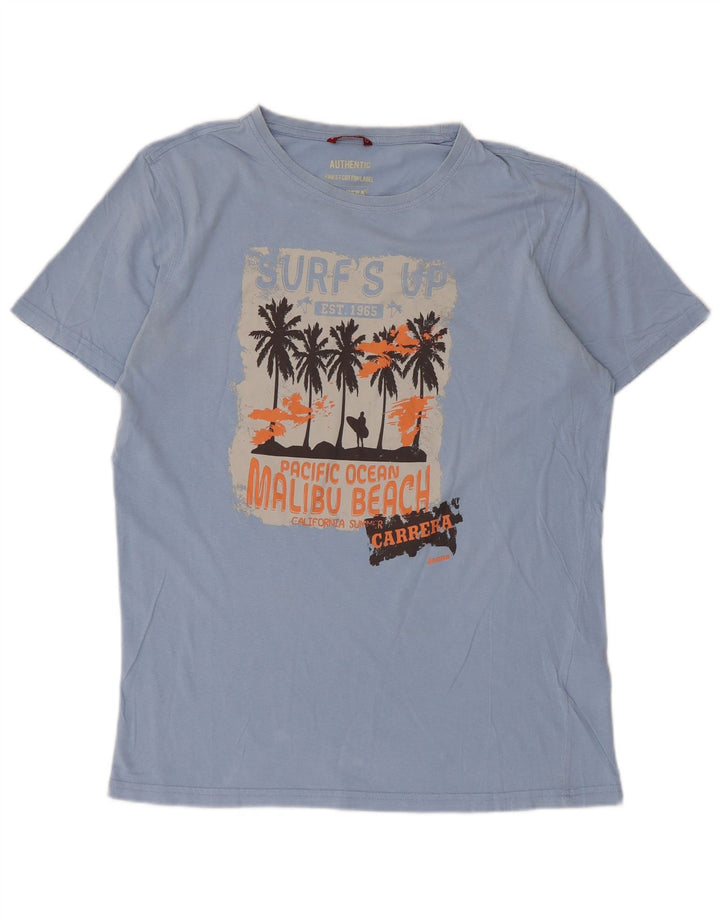 T-shirt grafica da uomo Carrera Top grande in cotone blu