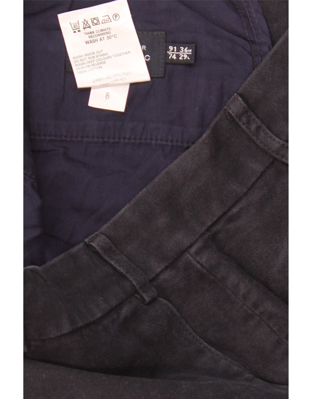 MARKS & SPENCER Pantaloni chino da uomo blu Harbour W36 L29 blu navy