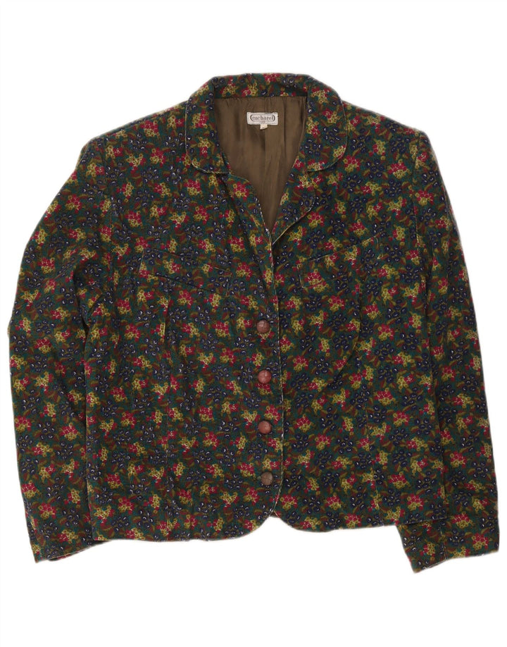 Giacca blazer da donna a 4 bottoni Cacharel EU 42 grande floreale multicolore