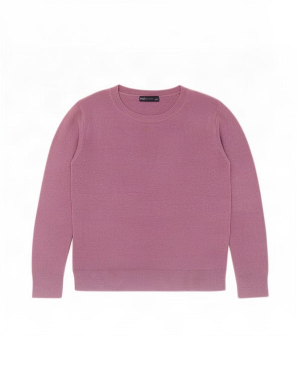 Maglione maglione con scollo a barca da donna Marks & Spencer UK 10 piccolo acrilico viola