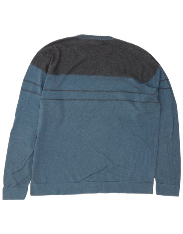 DOCKERS Maglione maglione girocollo da uomo grande cotone blu a blocchi di colore