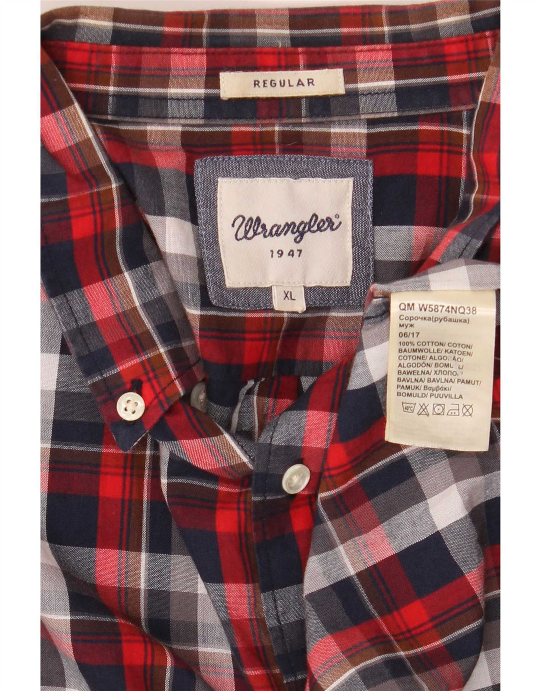 Camicia da uomo in flanella Wrangler XL in cotone scozzese rosso