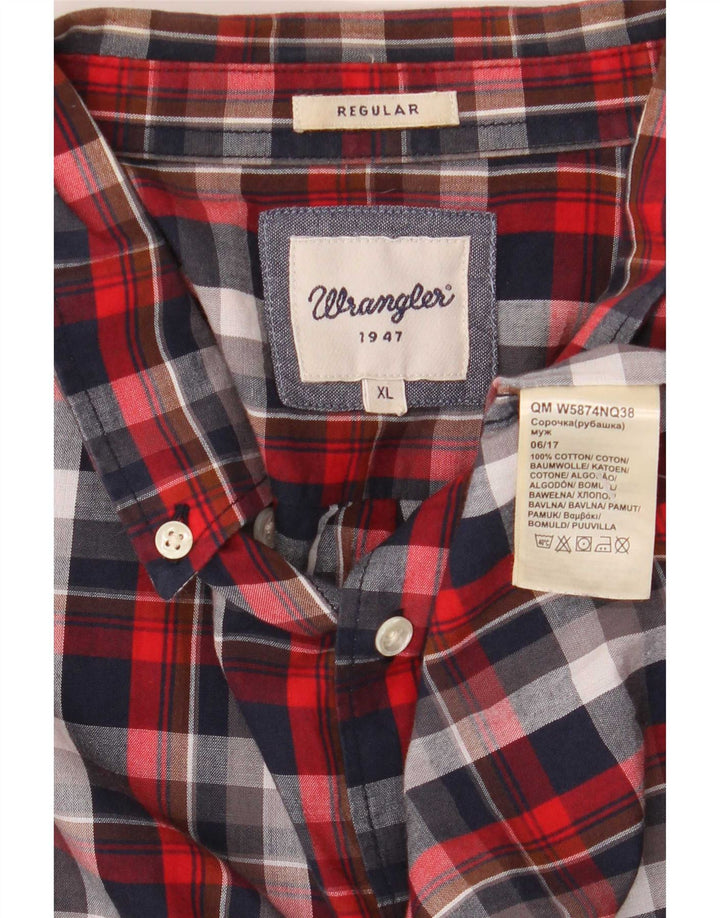 Camicia da uomo in flanella Wrangler XL in cotone scozzese rosso