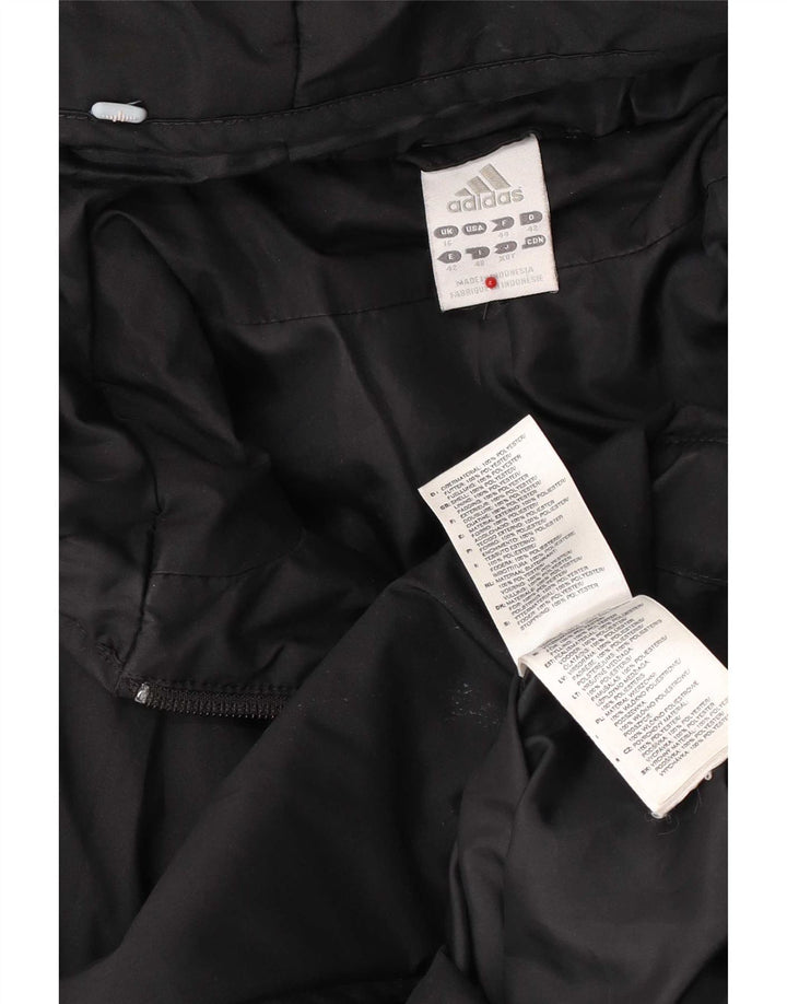 Giacca a vento con cappuccio da donna Adidas UK 16 grande poliestere nero