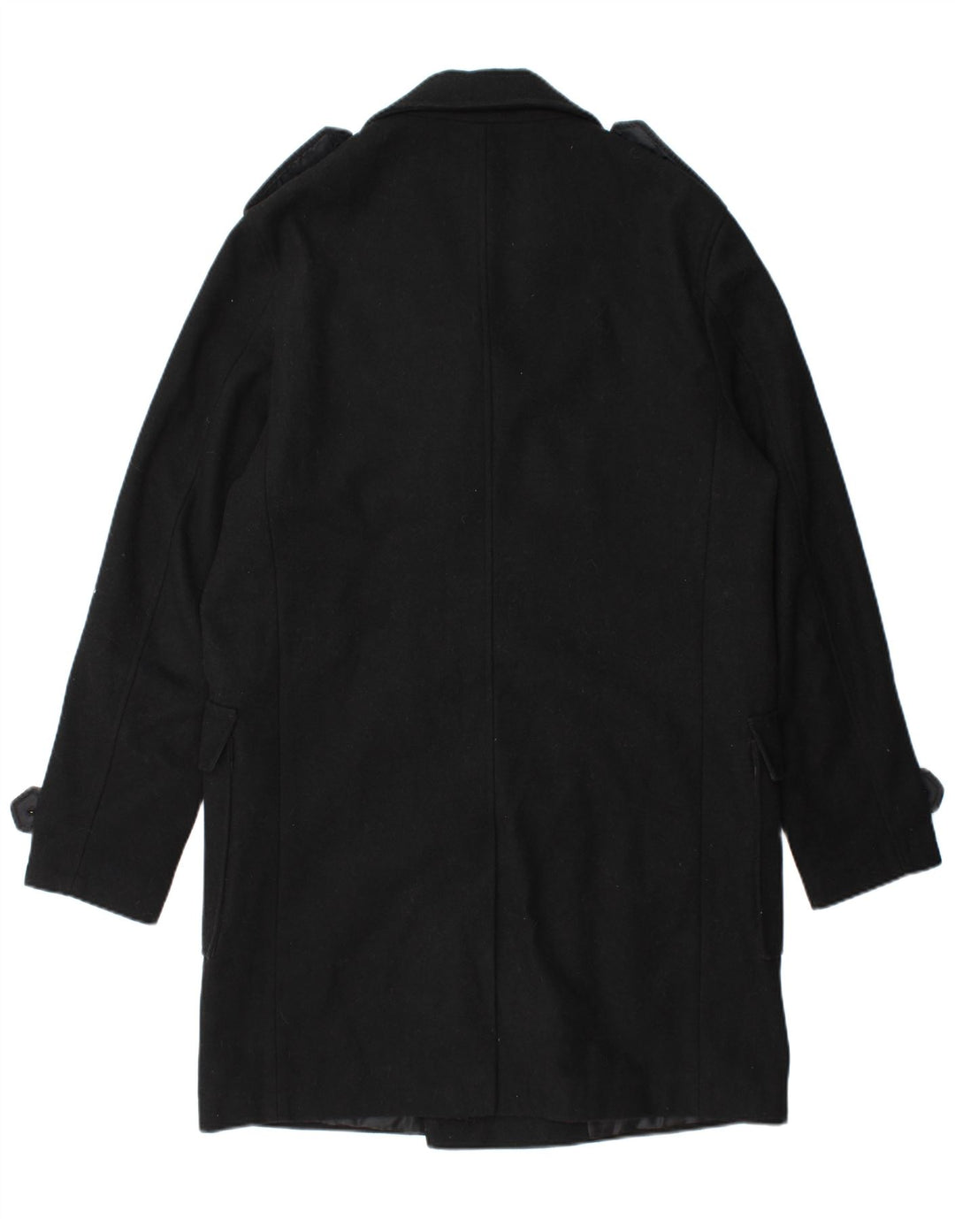 STANLEY ADAMS Cappotto doppiopetto militare da uomo UK 40 Large Nero