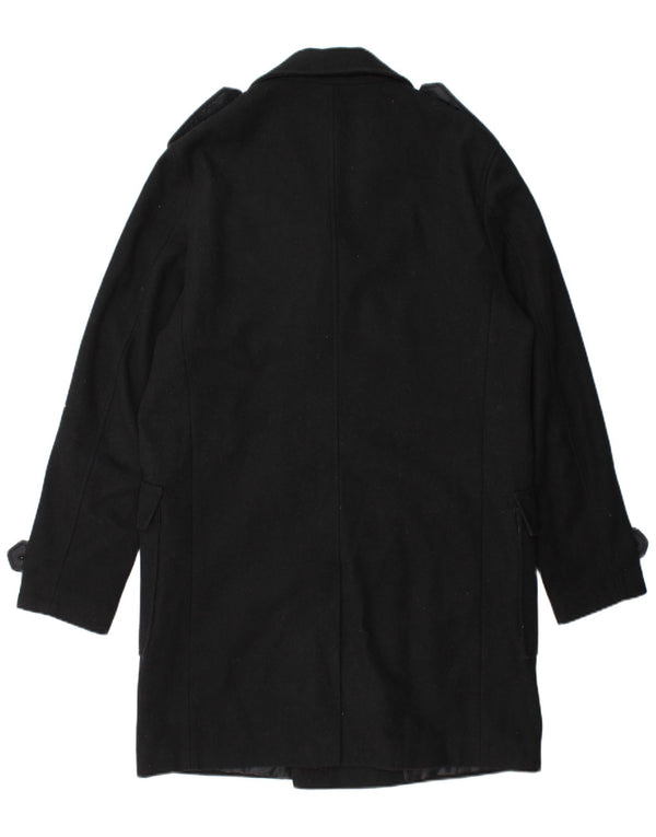 STANLEY ADAMS Cappotto doppiopetto militare da uomo UK 40 Large Nero