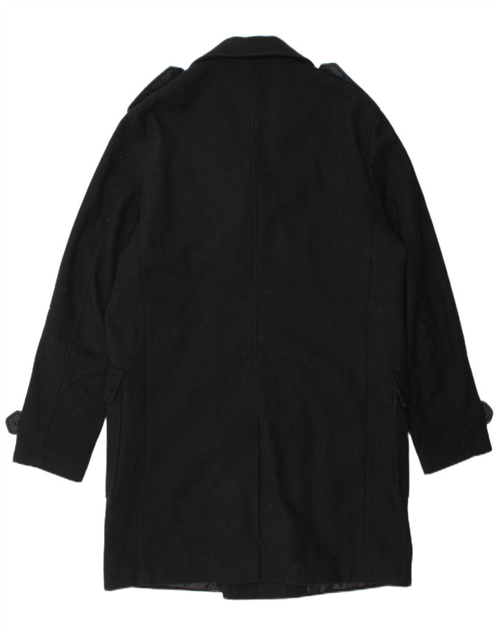 STANLEY ADAMS Cappotto doppiopetto militare da uomo UK 40 Large Nero