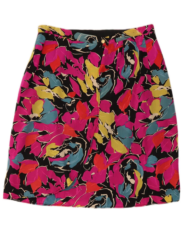 Gonna a trapezio da donna vintage W30 rosa medio floreale