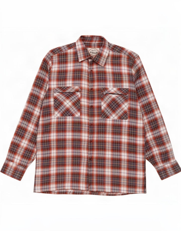 Camicia da uomo in flanella Follie in cotone a quadri rosso medio