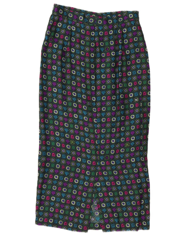 Gonna longuette lunga da donna vintage media W28 geometrica multicolore