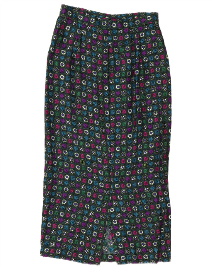 Gonna longuette lunga da donna vintage media W28 geometrica multicolore