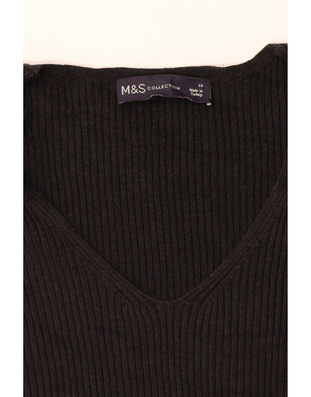 Maglione maglione con scollo a V da donna Marks & Spencer UK 14 medio nero