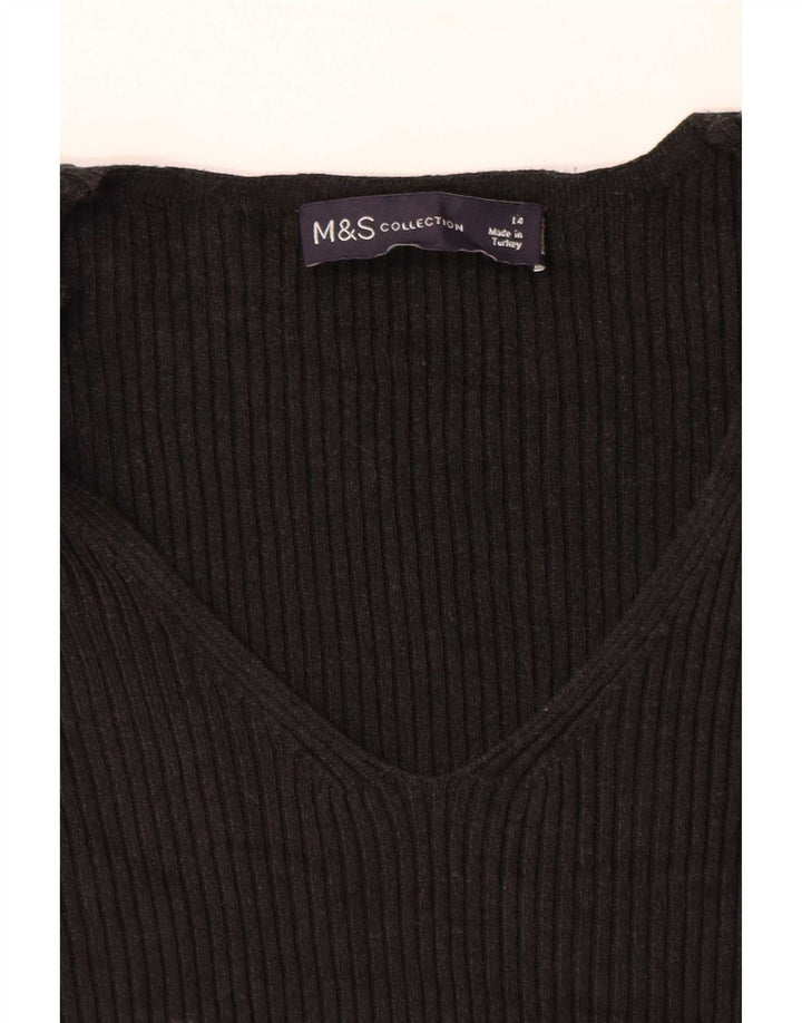 Maglione maglione con scollo a V da donna Marks & Spencer UK 14 medio nero