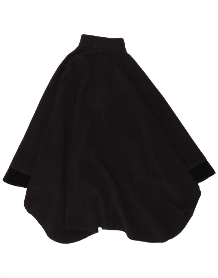 Cappotto vintage da donna a mantella, taglia unica, in lana nera