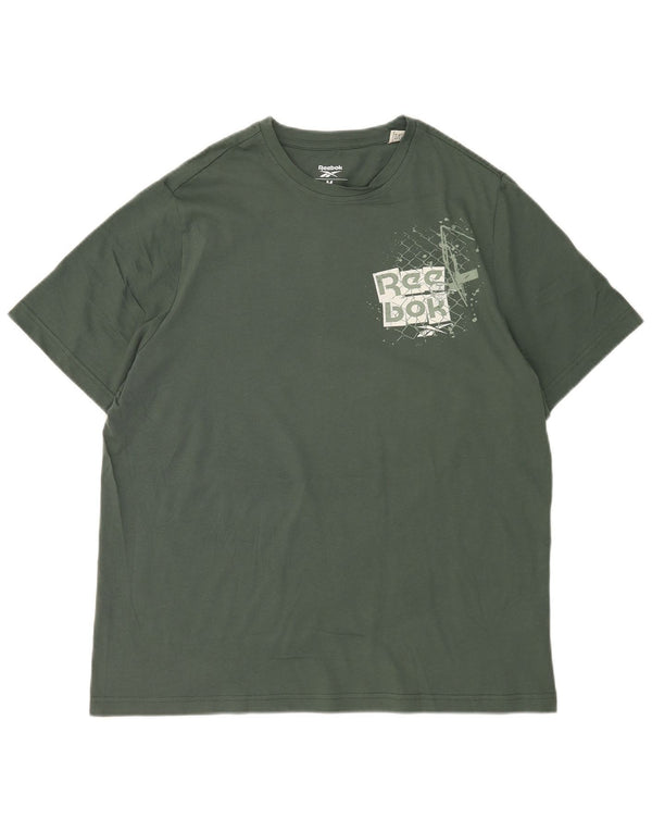 T-shirt grafica da uomo Reebok Top in cotone verde medio