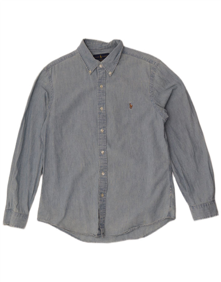 Camicia slim fit da uomo Ralph Lauren grande in cotone blu