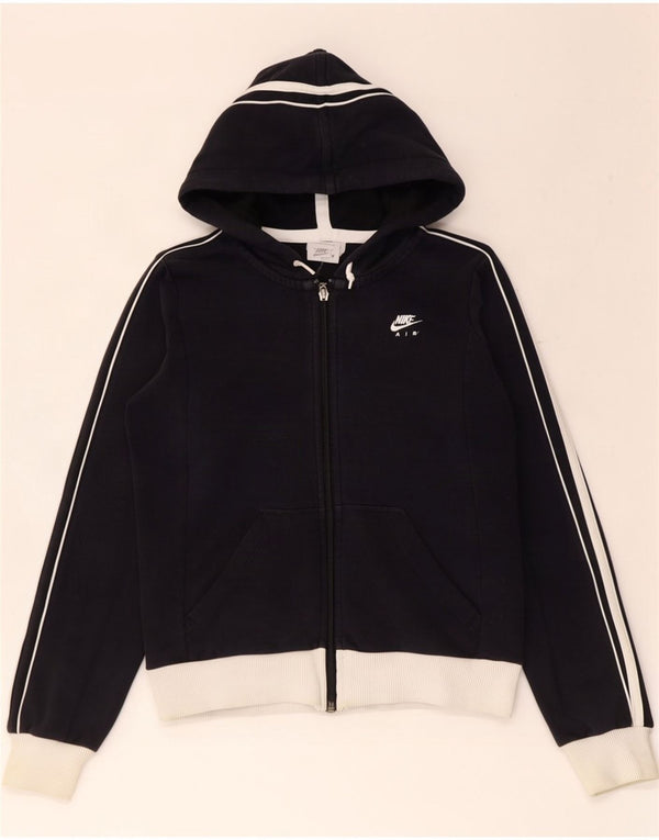 Felpa con cappuccio e zip grafica Nike da donna UK 8/10 piccola in cotone nero