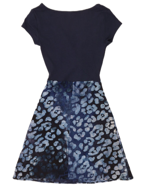 Desigual Abito da donna a trapezio con motivo astratto UK 12 Viscosa blu medio