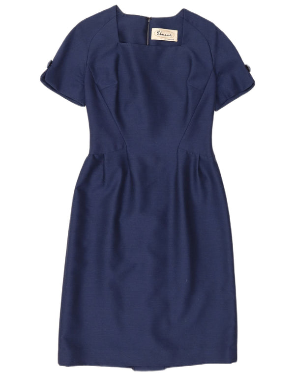Abito tubino vintage da donna UK 10 piccolo blu navy