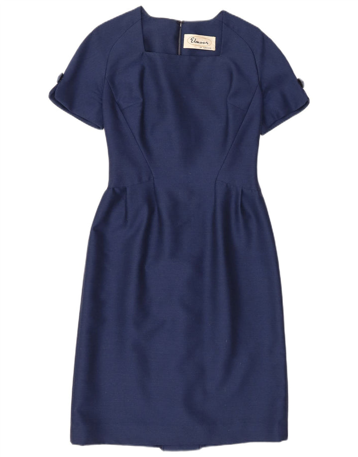 Abito tubino vintage da donna UK 10 piccolo blu navy