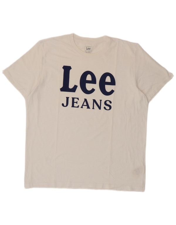 T-shirt grafica da uomo con vestibilità regolare Lee XL in cotone bianco