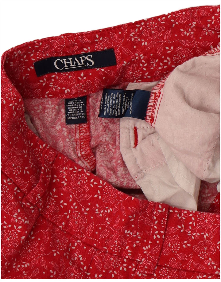 Pantaloncini chino da donna Chaps US 8 medi W30 cotone floreale rosso