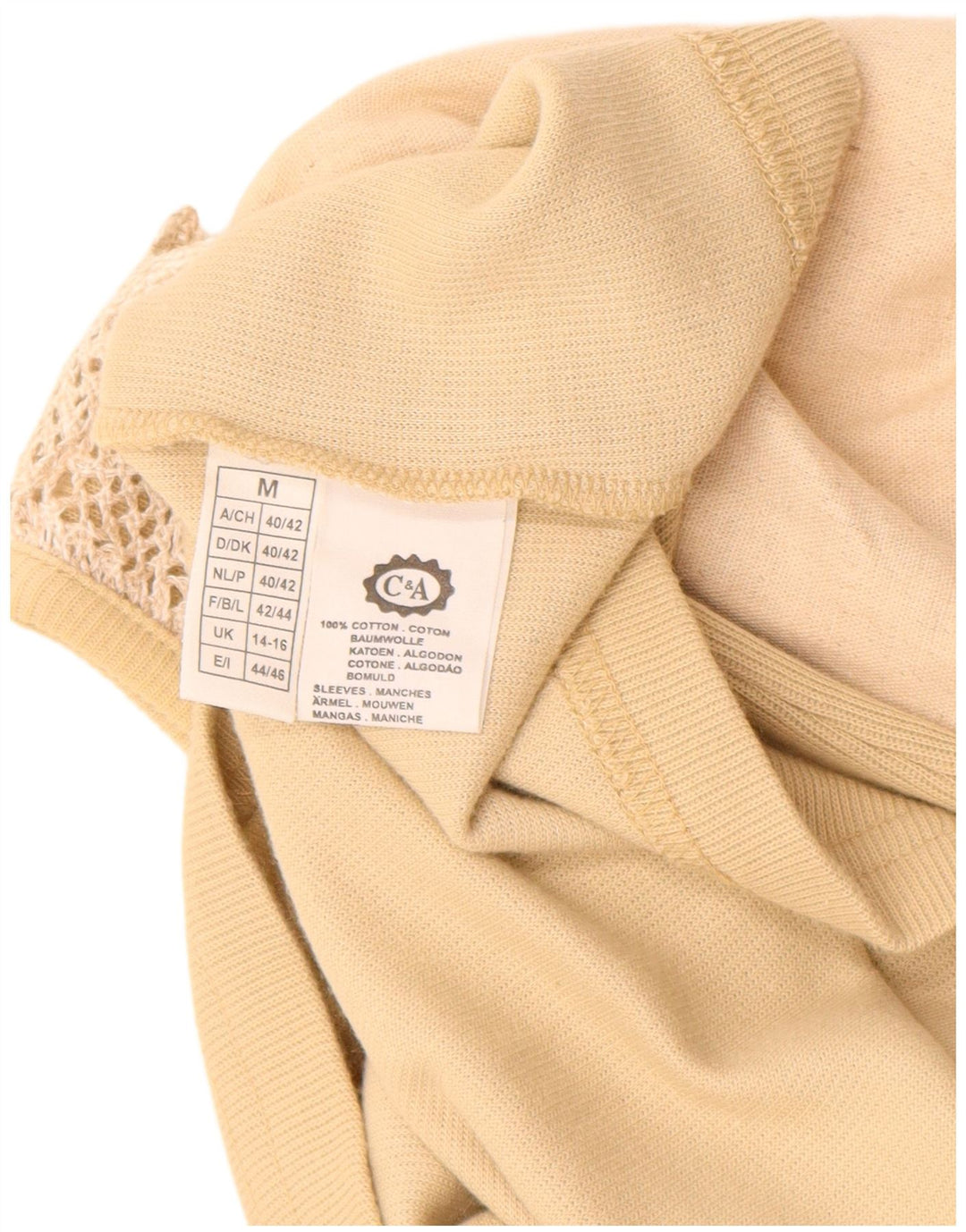 IL TUO SESTO SENSO Camicetta da donna con maniche a 3/4 Top UK 14/16 Grande cotone beige