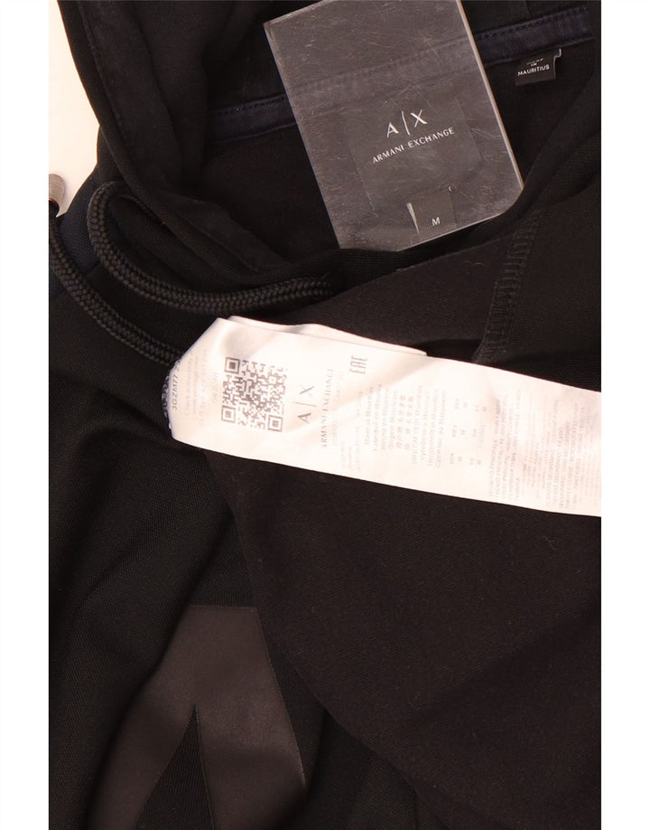 Maglione con cappuccio grafico da uomo Armani Exchange, poliestere nero medio