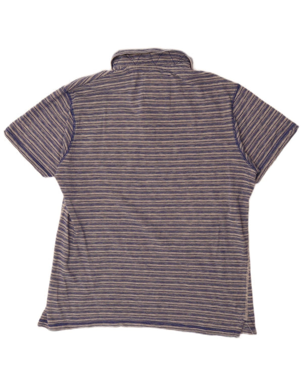 Polo da uomo Weird Fish XL in cotone gessato blu navy