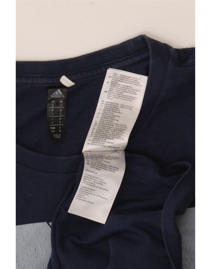 T-shirt grafica da uomo Adidas Top Small in cotone blu navy