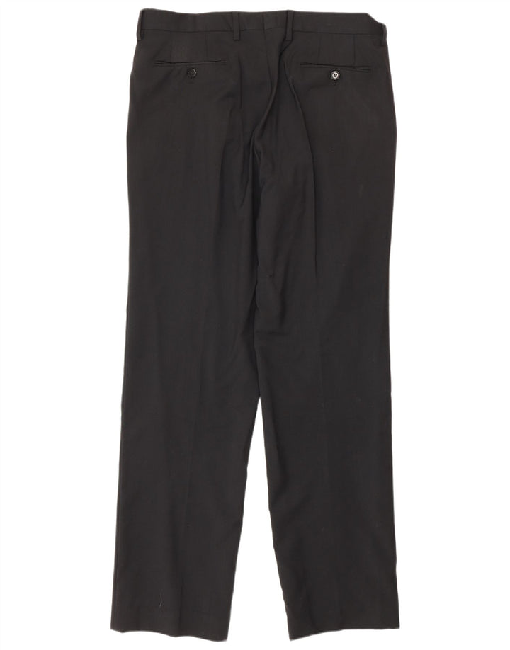 Pantaloni da abito dritti da uomo Calvin Klein IT 52 XL W36 L34 Lana nera