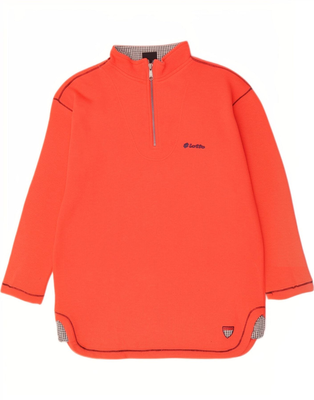 Felpa da donna con collo con zip Lotto, maglione, UK 14, grande, poliestere arancione