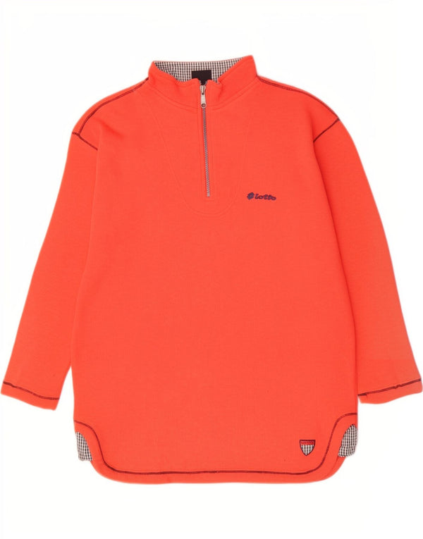 Felpa da donna con collo con zip Lotto, maglione, UK 14, grande, poliestere arancione