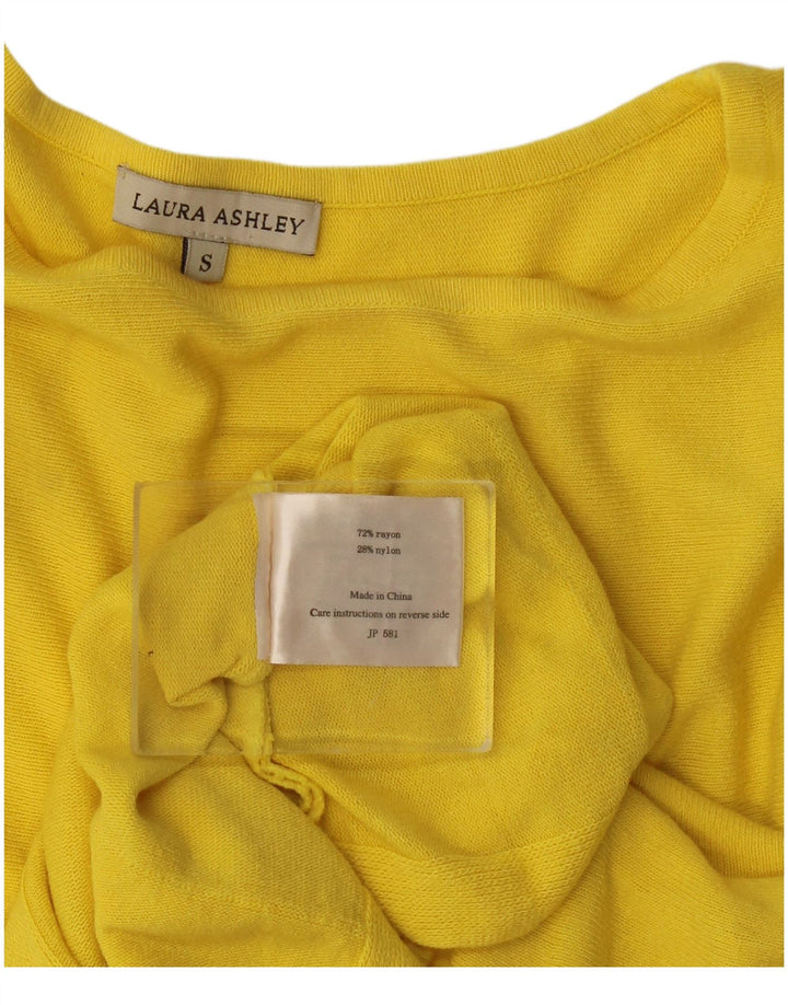 Laura Ashley Camicetta da donna con volant sul davanti UK 10 Small Rayon giallo