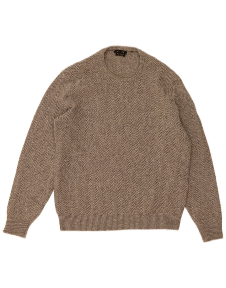 Maglione maglione girocollo da donna Massimo Dutti UK 18 XL grigio a spina di pesce