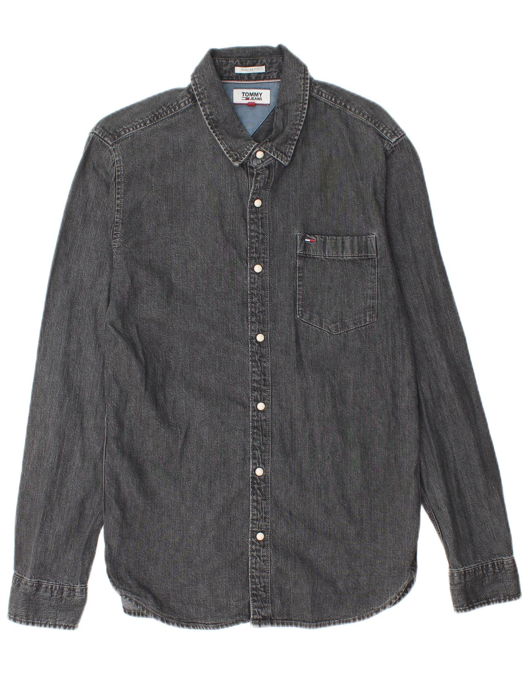 Camicia di jeans vestibilità regolare da uomo Tommy Hilfiger piccola in cotone grigio