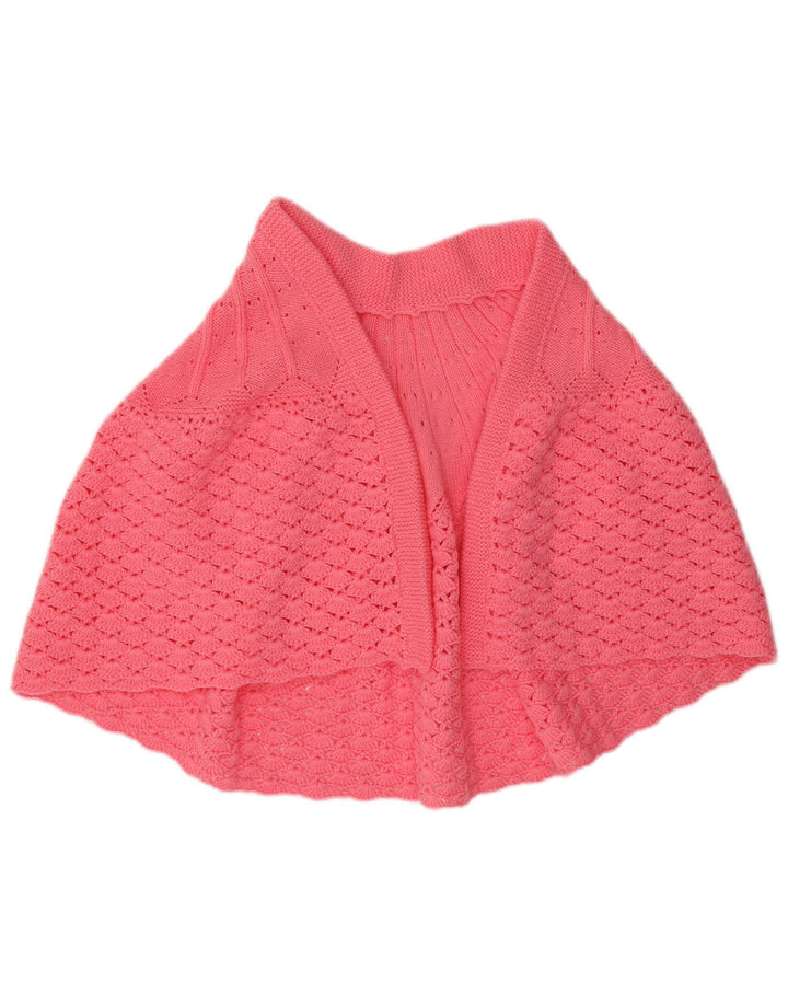 Maglione cardigan poncho vintage da donna UK 14 rosa medio