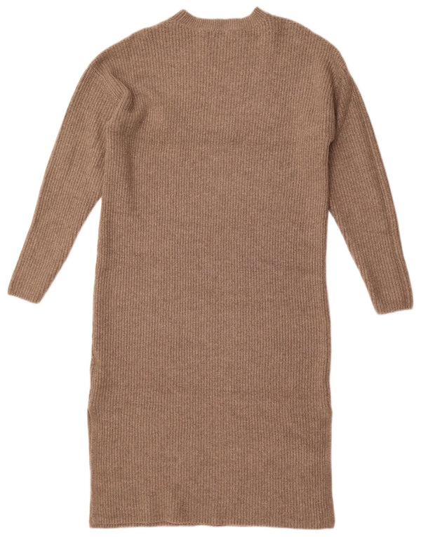 Abito maglione oversize a maniche lunghe da donna Marks & Spencer UK 10 piccolo marrone