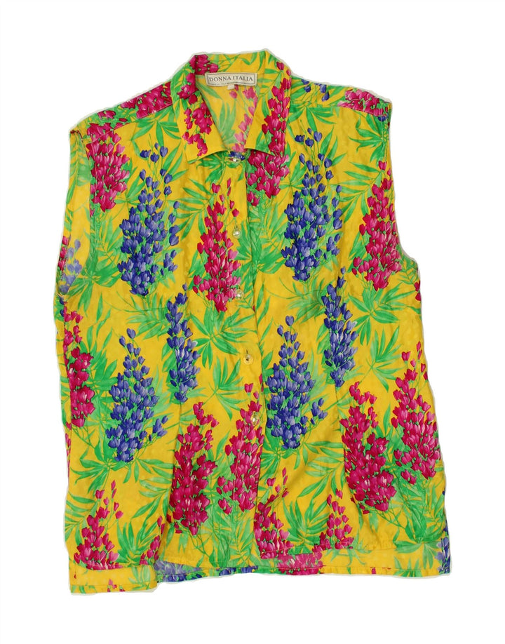 VINTAGE Womens Sleeveless Shirt IT 42 Medium Multicoloured Floral | Vintage Vintage | Thrift | Second-Hand Vintage | Used Clothing | Messina Hembry 