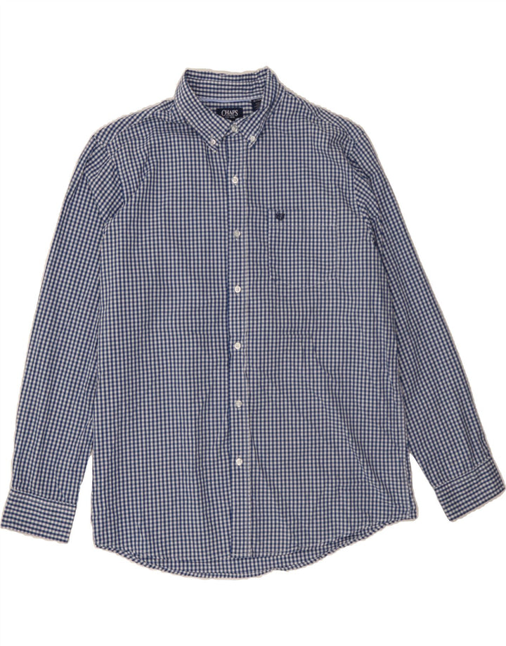 CHAPS Mens Big & Tall Shirt XL Blue Gingham Cotton Vintage Chaps and Second-Hand Chaps from Messina Hembry 