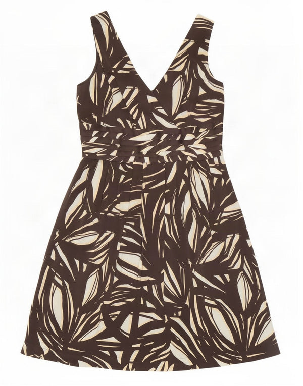 Abito a trapezio autografato da donna Marks & Spencer UK 12 Marrone medio geometrico