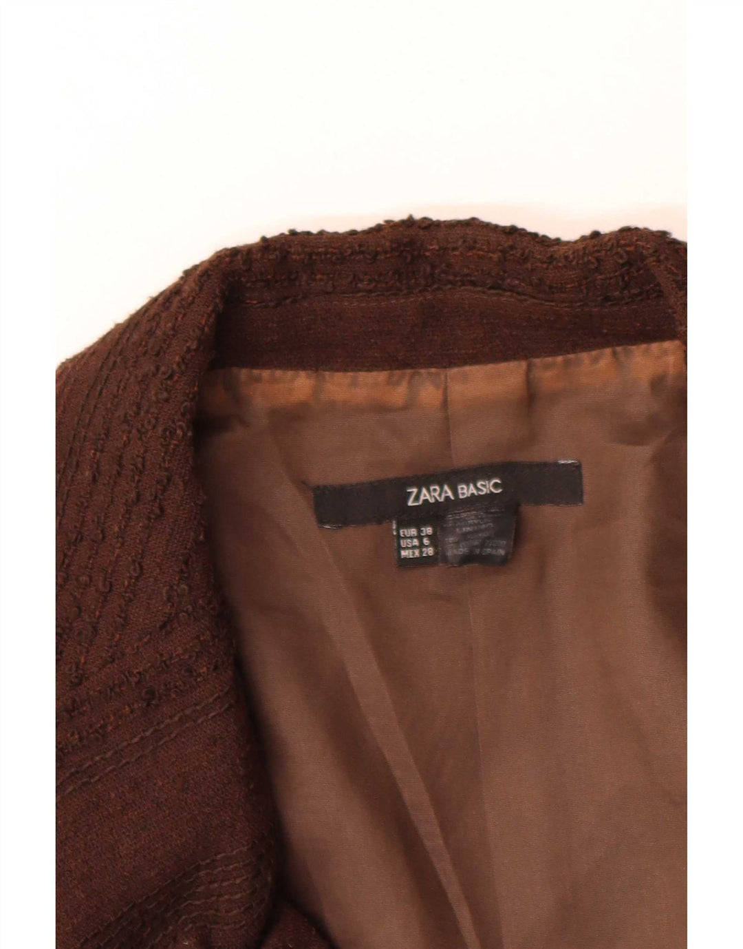 Giacca blazer a 1 bottone da donna Zara EU 38 piccola lana gessata marrone
