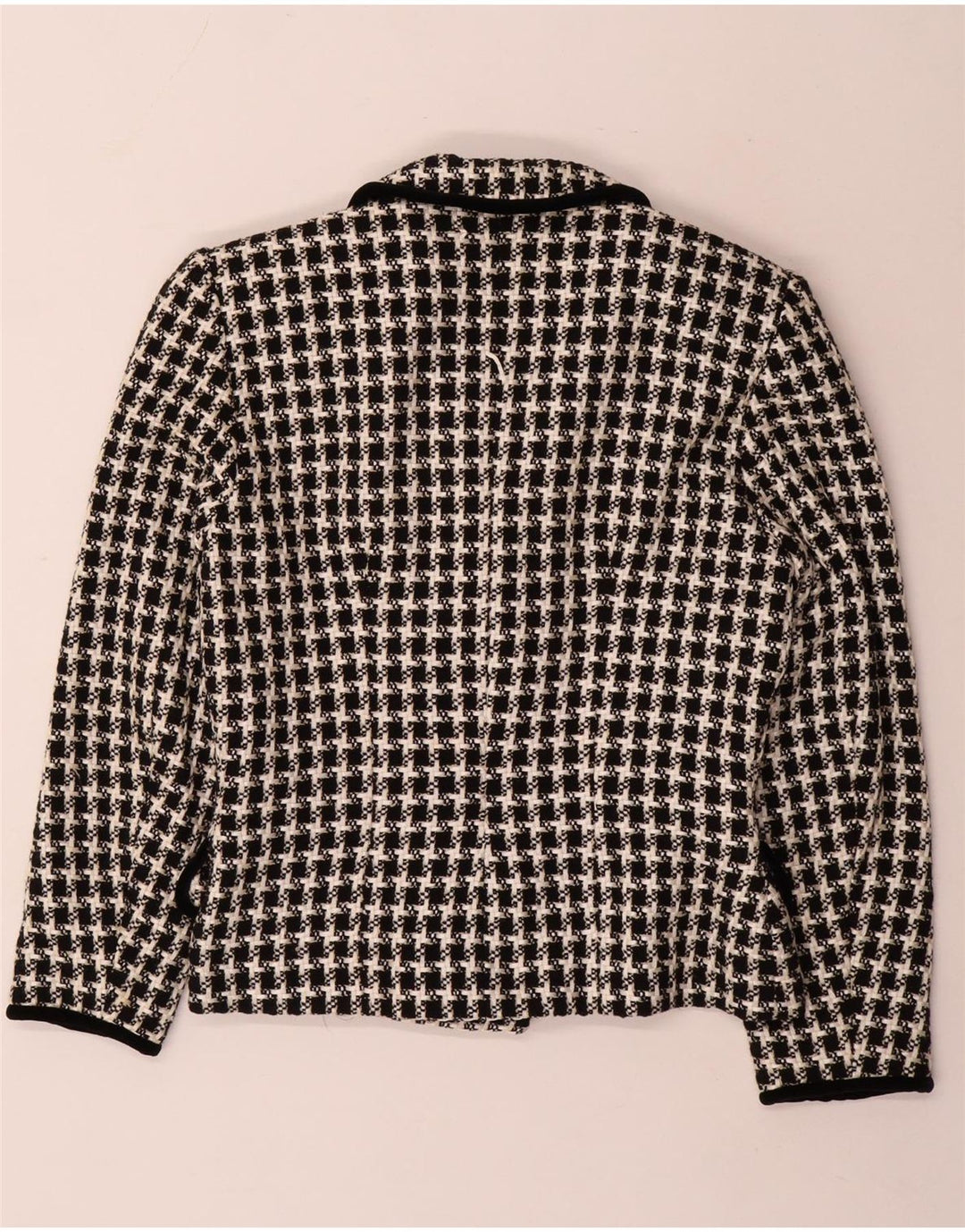 Giacca blazer doppiopetto vintage da donna UK 14 pied de poule medio nero