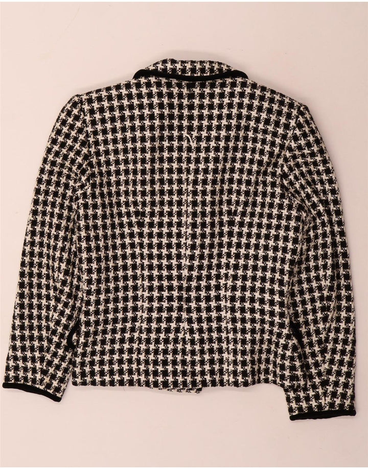 Giacca blazer doppiopetto vintage da donna UK 14 pied de poule medio nero