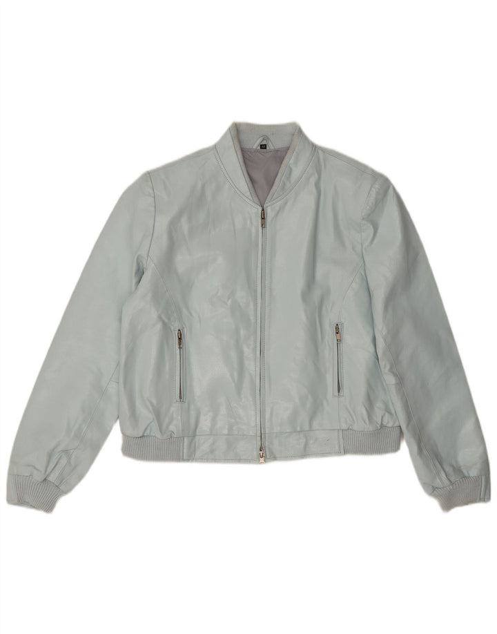 Giubbotto bomber vintage da donna in ecopelle corta IT 44 blu medio