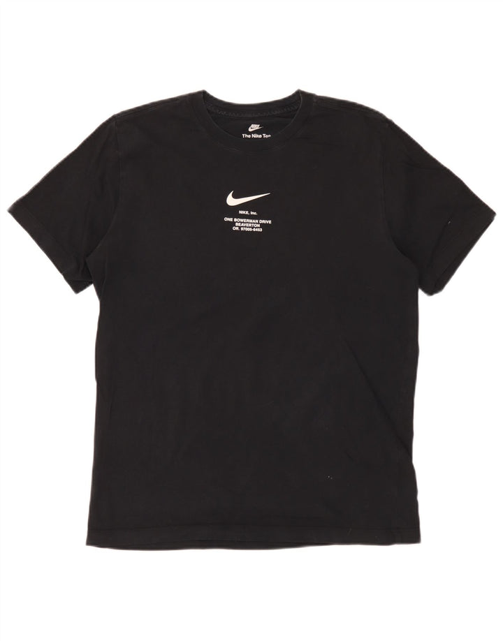 T-shirt grafica Nike Swoosh da uomo in cotone medio nero